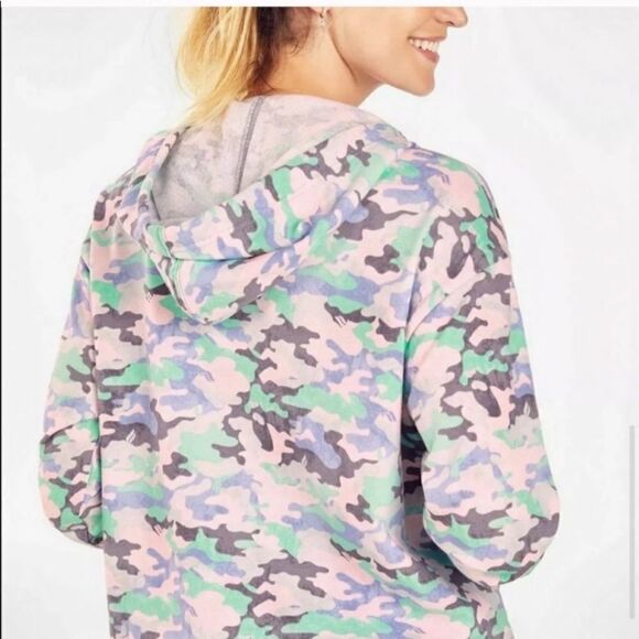 Fabletics Hallie Pink Camo Cinchable Half Zip Hoodie Sweatshirt Jacket Size 1X - Picture 2 of 6